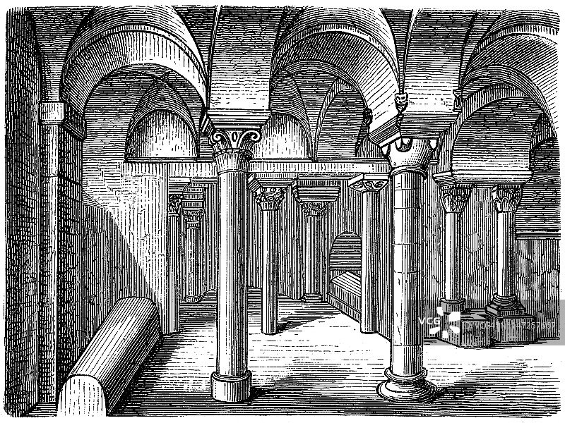 古老教堂的地下室图片素材
