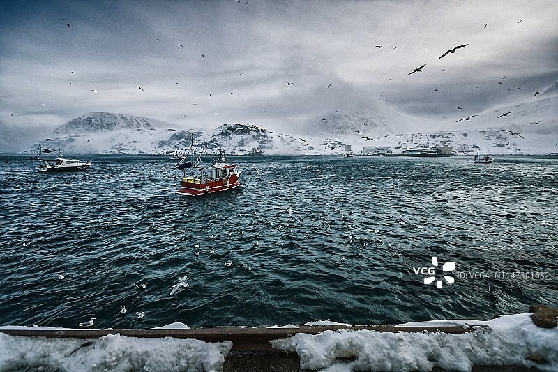 北冰洋鳕鱼捕捞船图片素材