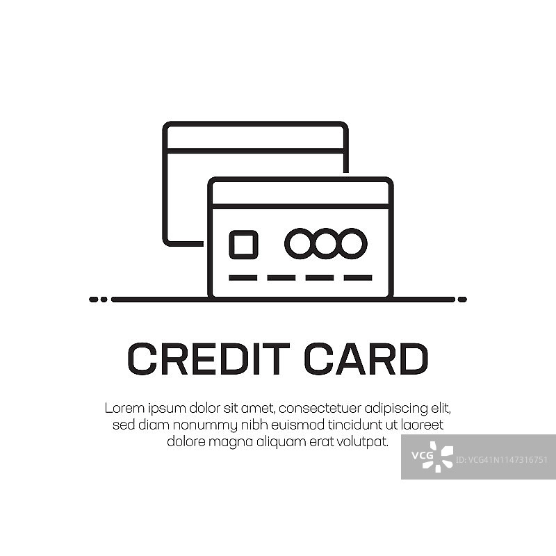 信用卡矢量线条图标：简单的细线条图标，优质设计元素图片素材