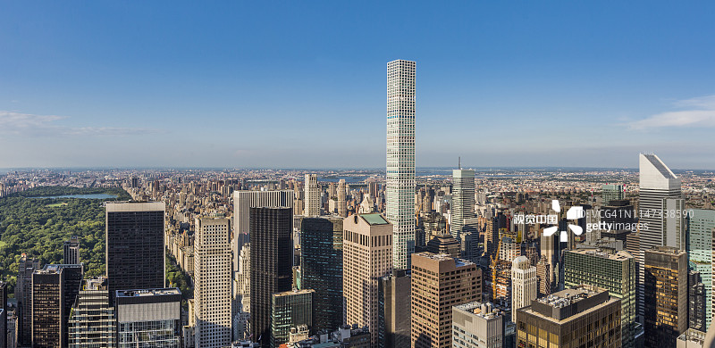 曼哈顿中城，中央公园及432公园大道摩天大楼图片素材