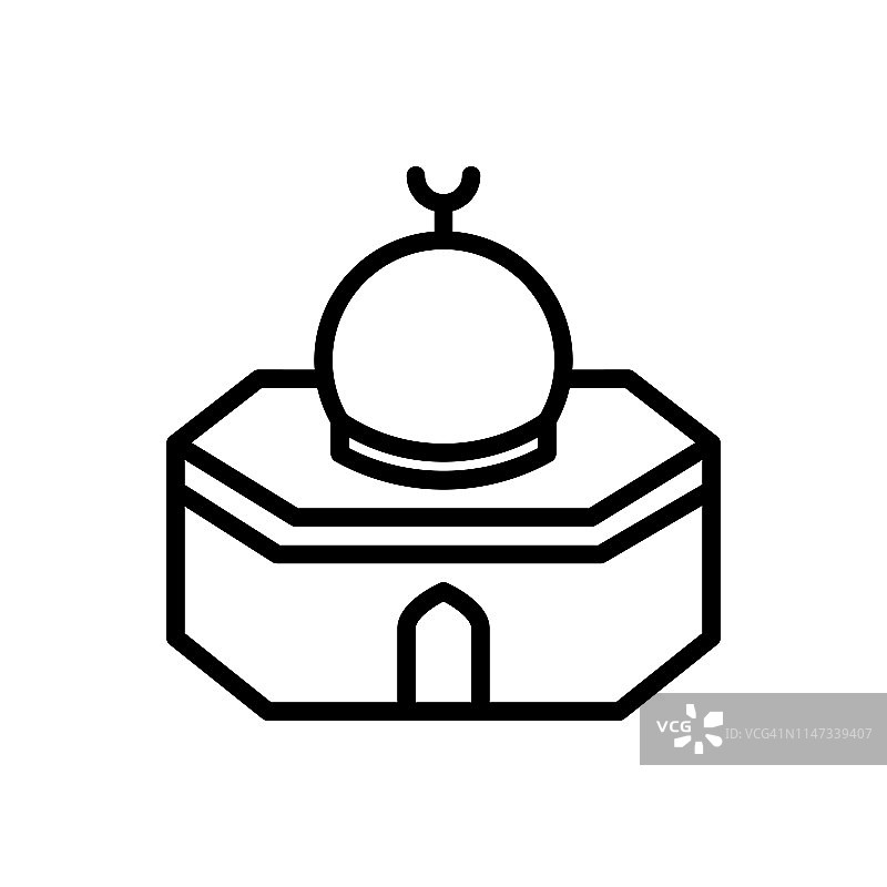 耶路撒冷巴勒斯坦岩石清真寺穹顶图标：伊斯兰历史地标，斋月节图片素材