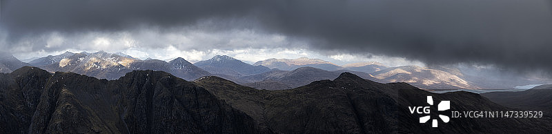 英国苏格兰格兰科：Aonach Eagach山脊图片素材