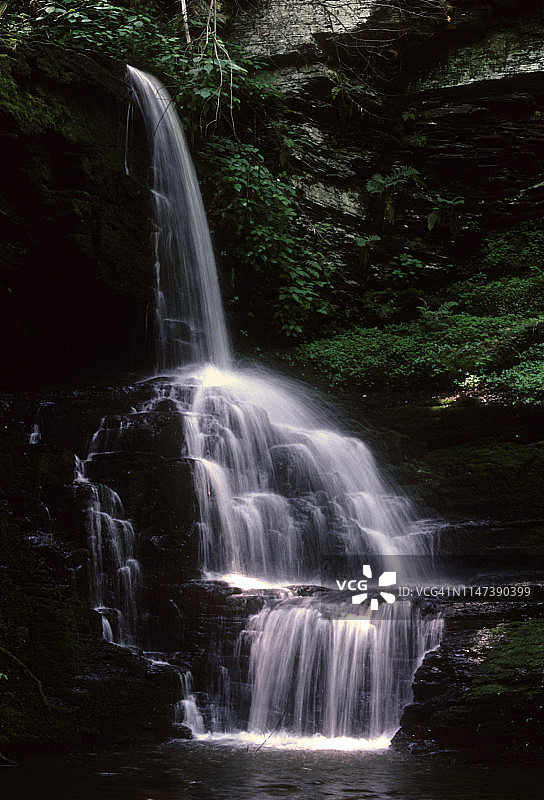 宾夕法尼亚州布什基尔新娘面纱瀑布，1993年7月4日图片素材