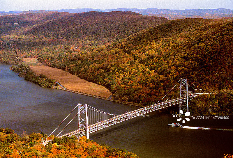 哈德逊河上的熊山大桥，纽约，1998年10月25日图片素材