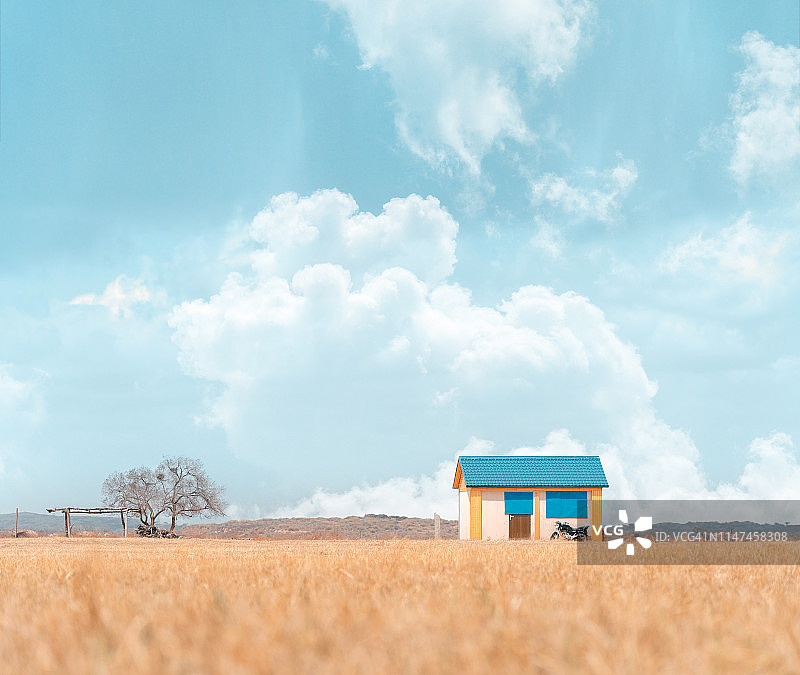 草原小木屋图片素材