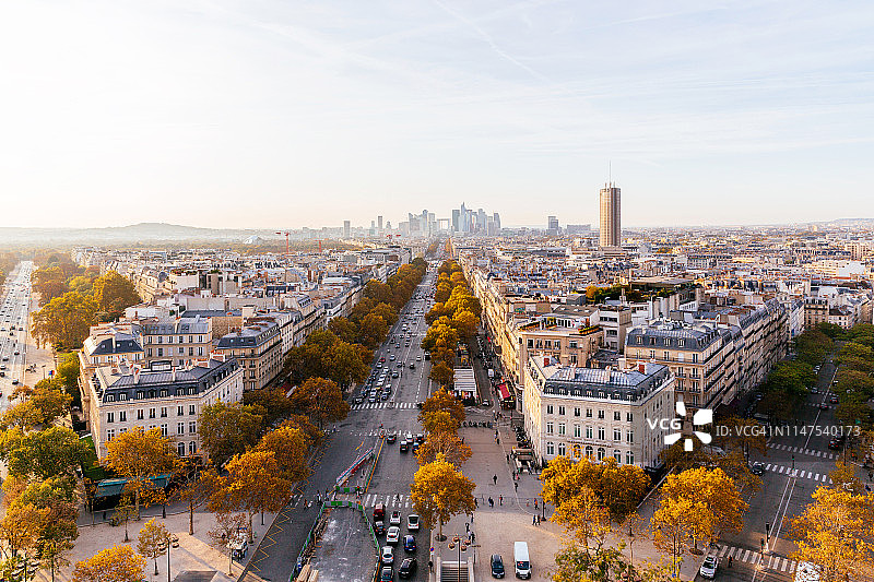 法国巴黎香榭丽舍大街鸟瞰图片素材
