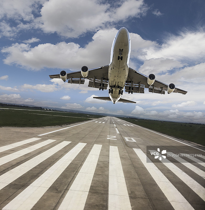 起飞的客机正面图图片素材