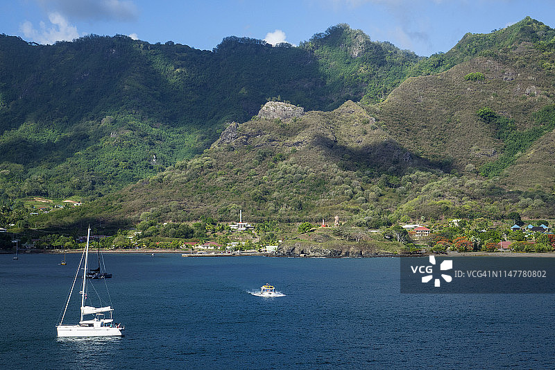 法属波利尼西亚努库希瓦岛的塔伊奥哈伊湾图片素材