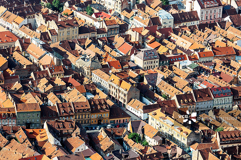 罗马尼亚特兰西瓦尼亚布拉索夫老城区鸟瞰图图片素材