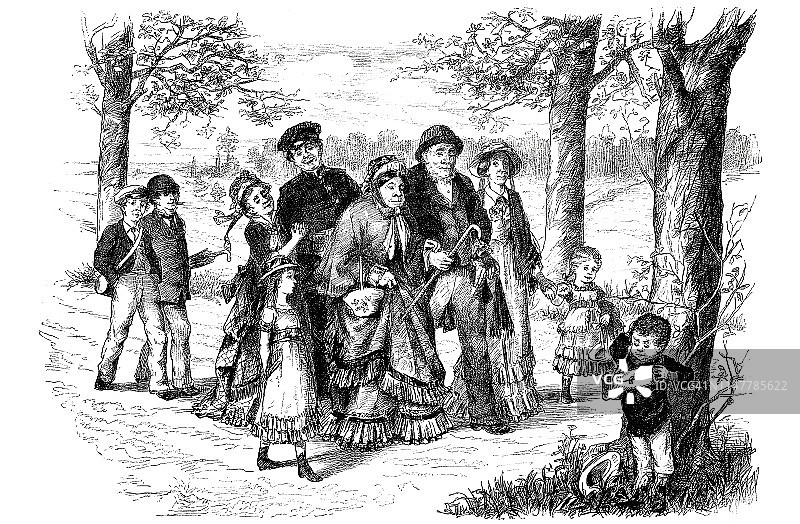 大型家庭春游图片素材