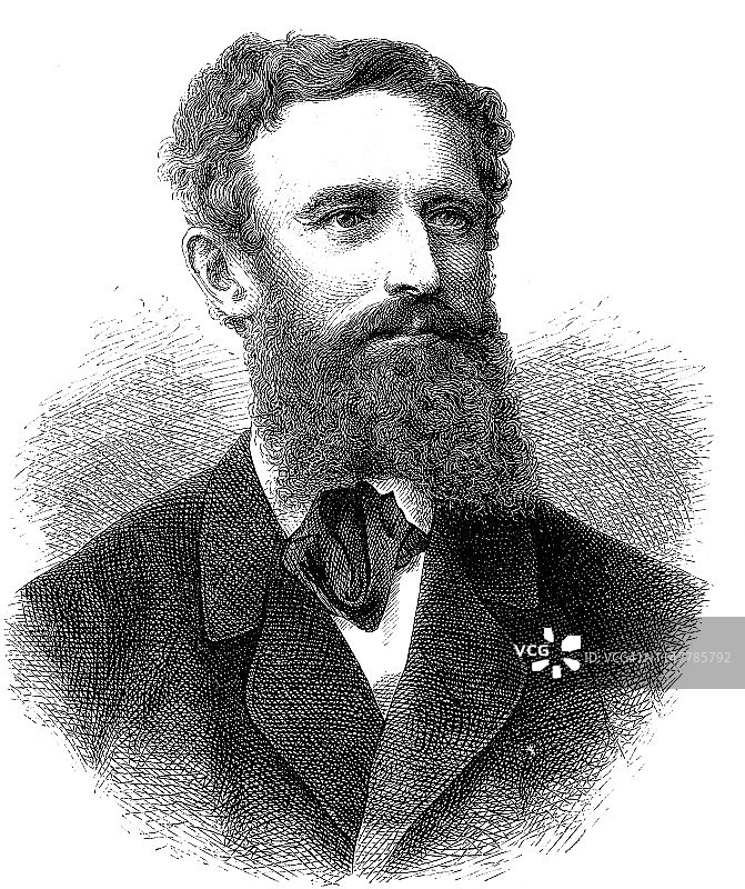 古斯塔夫·冯·梅耶恩-霍亨伯格画像，德国作家和监督，1820-1878年图片素材