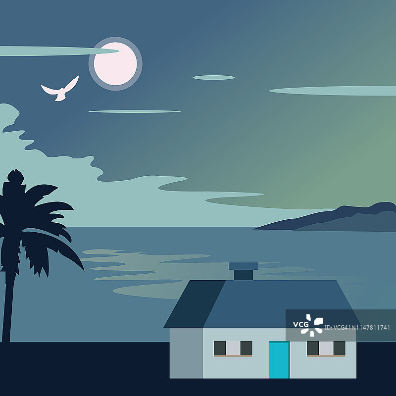 海上明月夜图片素材