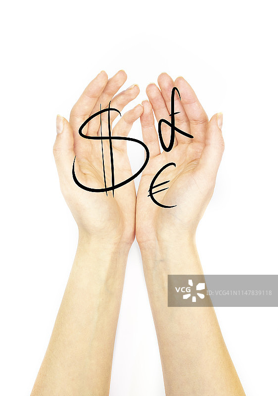 手掌摊开展示货币图片素材