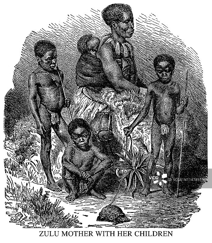 祖鲁族母亲和她的孩子们图片素材