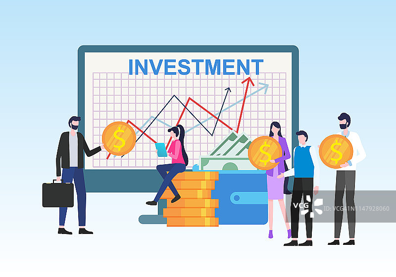 金钱投资与美元硬币图片素材