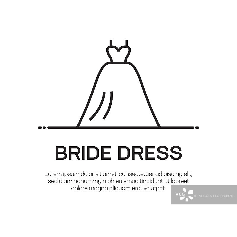 新娘礼服矢量线性图标 - 简约细线图标，优质设计元素图片素材