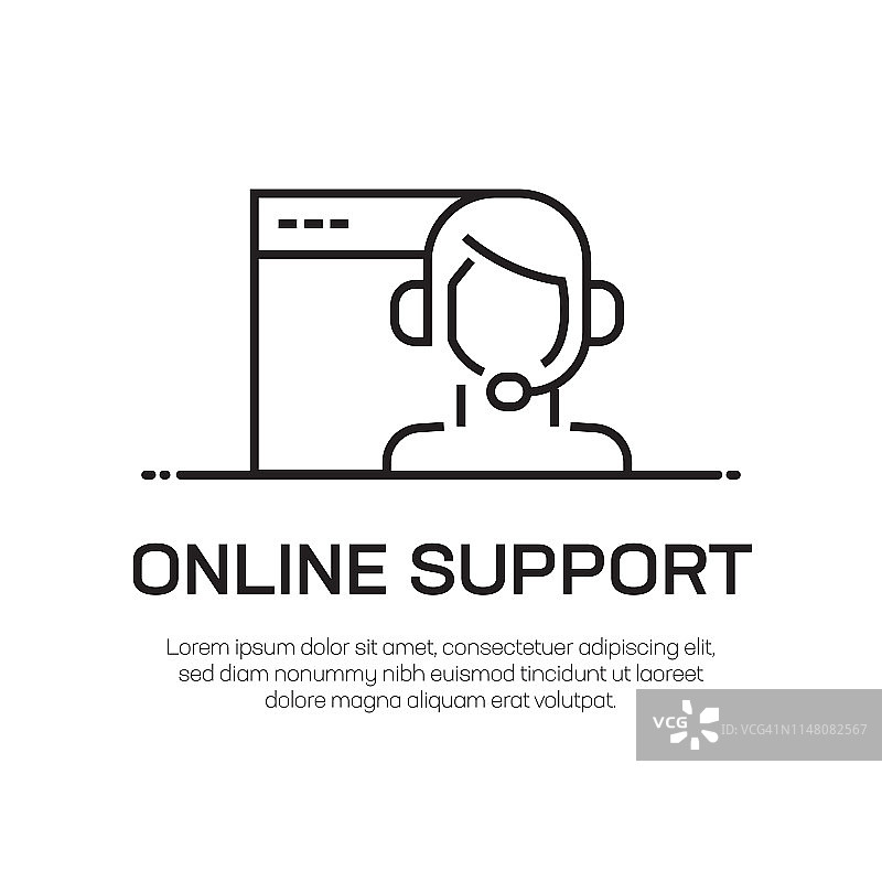 在线支持矢量线条图标 - 简约细线条图标，优质设计元素图片素材