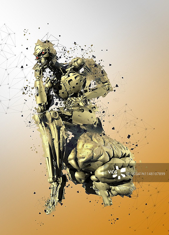 思考中的机器人插图图片素材