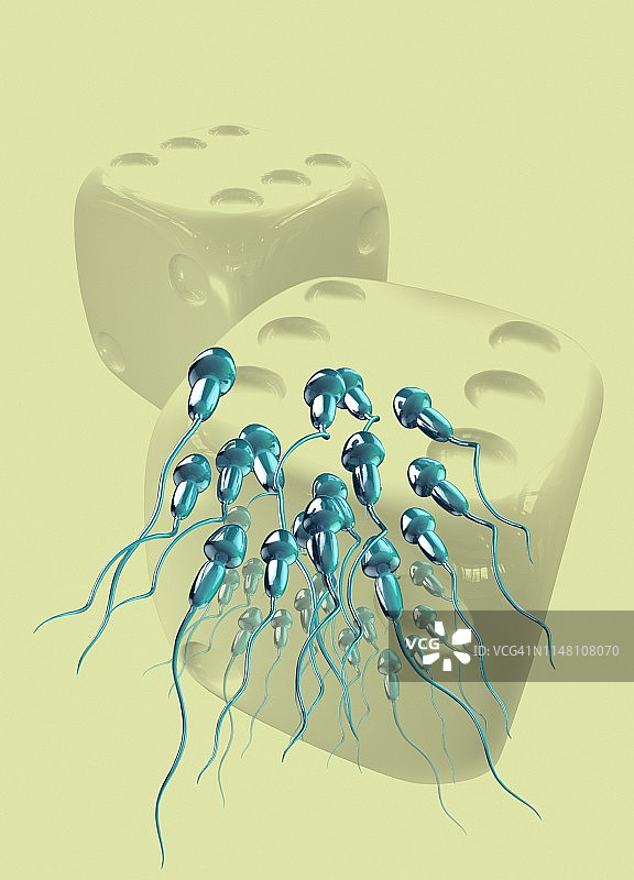 人类精子和骰子插画图片素材