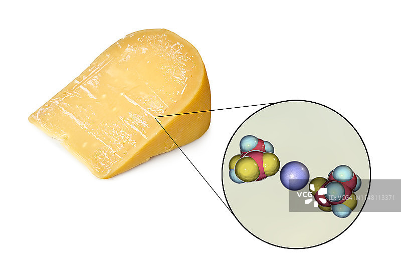 奶酪上的乳酸钙晶体合成图图片素材