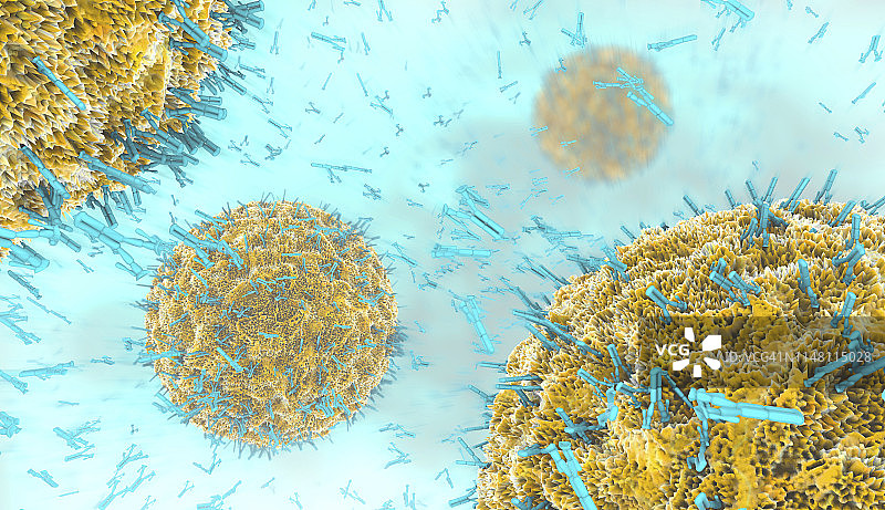 抗体攻击病毒颗粒插画图片素材