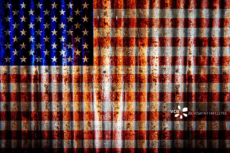 绘在旧锌上的美国国旗图片素材