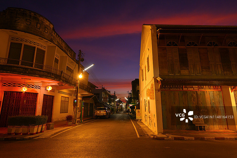 泰国宋卡老城日落景色图片素材