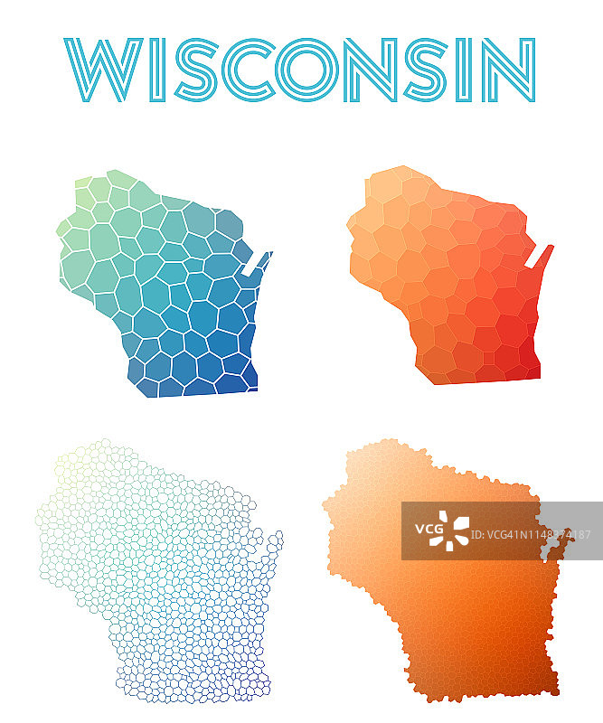 威斯康星州多边形美国地图图片素材