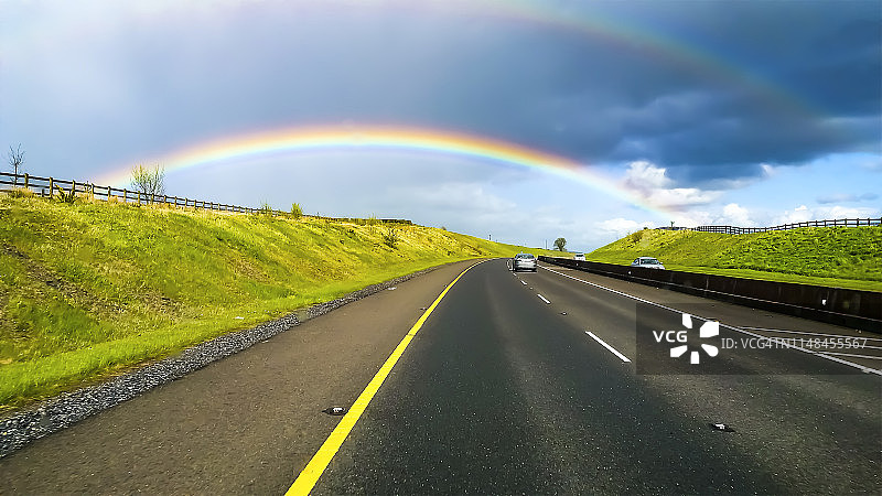 爱尔兰蒂珀雷里郡美丽的双彩虹景观图片素材
