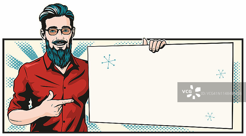 拿着空白标牌的时尚男人图片素材