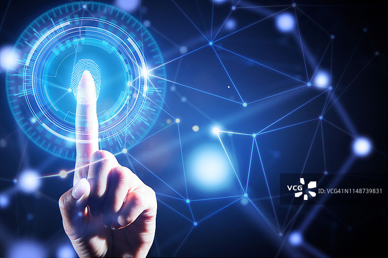 带有指纹的安全用户界面技术图片素材