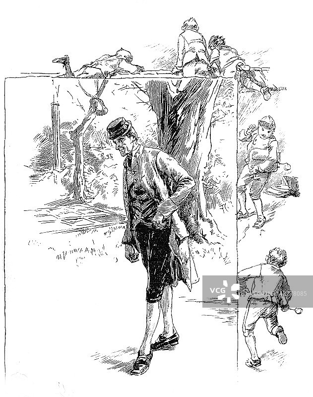 男人和儿童在框架周围玩耍图片素材