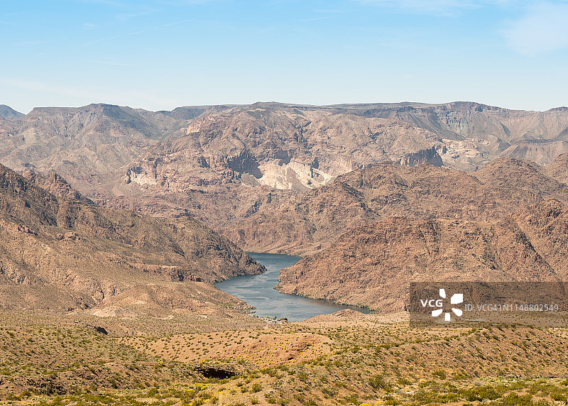 美国拉斯维加斯：胡佛大坝下游的科罗拉多河风光图片素材