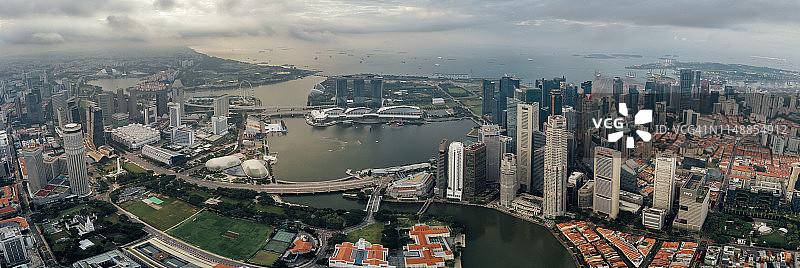 新加坡金融区日出景观鸟瞰图片素材