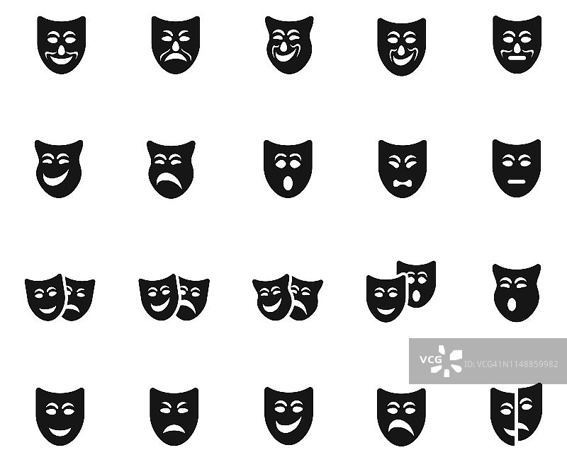 剧院面具矢量图标图片素材
