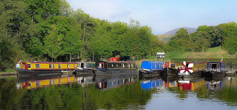 英国兰格伦运河上的运河驳船图片素材
