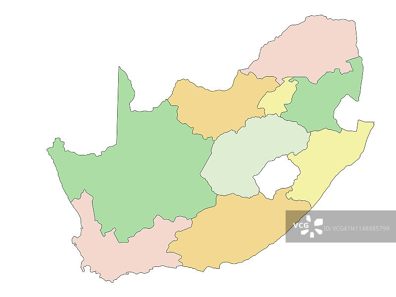 南非高精度可编辑政治地图图片素材