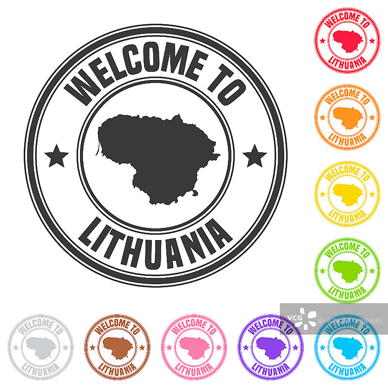 欢迎来到立陶宛彩色徽章印章图片素材