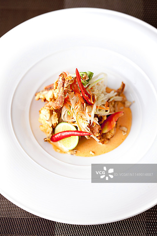 泰式青木瓜沙拉配蟹肉图片素材