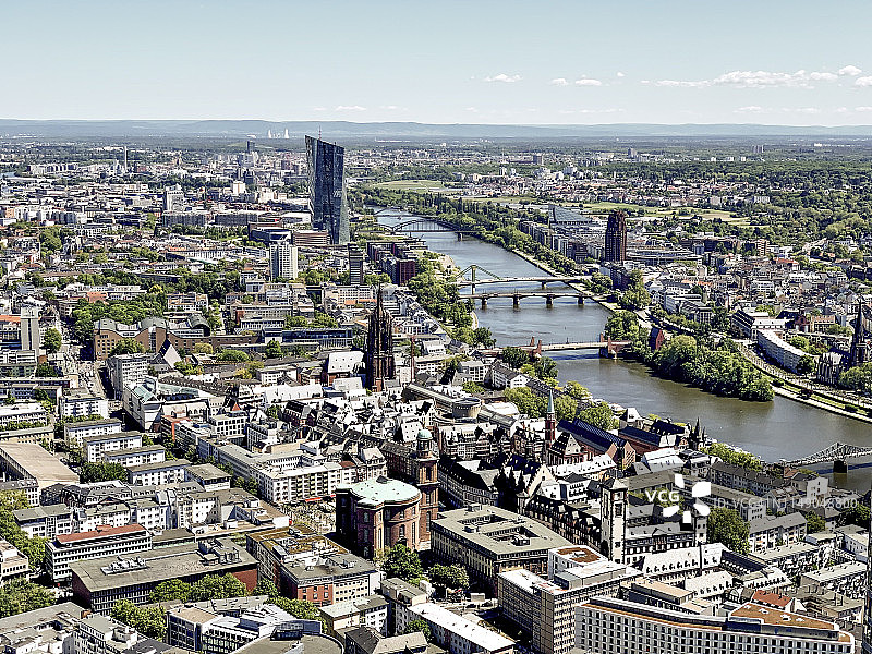 法兰克福市中心鸟瞰图图片素材