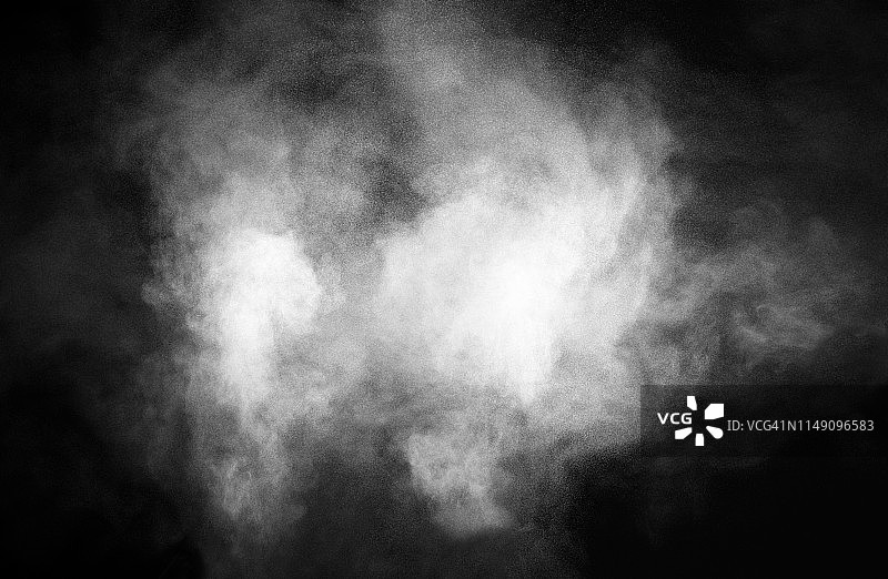 白色粉末烟雾颗粒撞击爆炸效果（黑色背景）图片素材