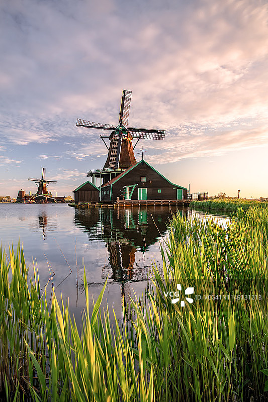 荷兰赞丹的风车图片素材