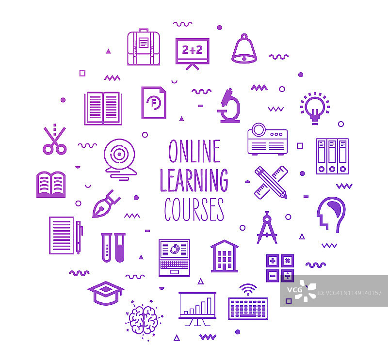 在线学习课程大纲风格信息图设计图片素材