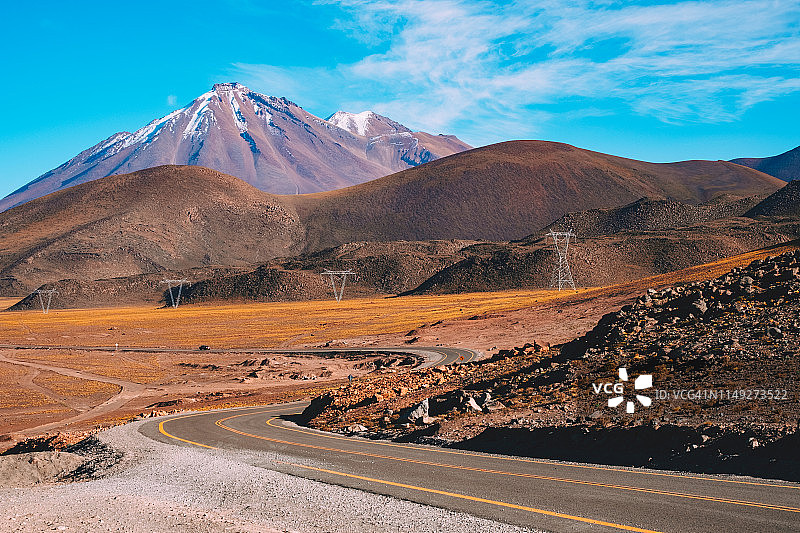 智利阿塔卡马沙漠的安第斯山脉图片素材