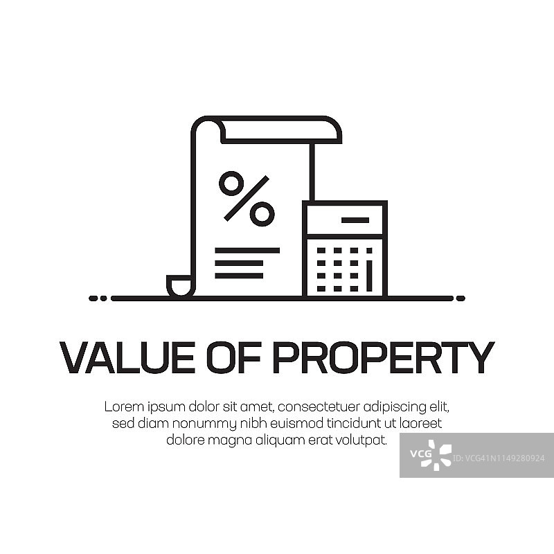 财产价值矢量线图标 - 简单的细线图标，优质设计元素图片素材
