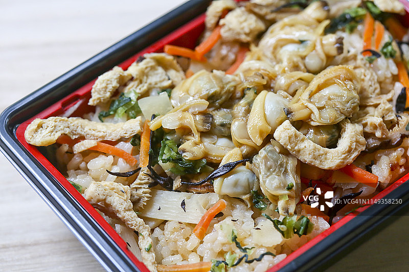 日式什锦饭便当特写图片素材