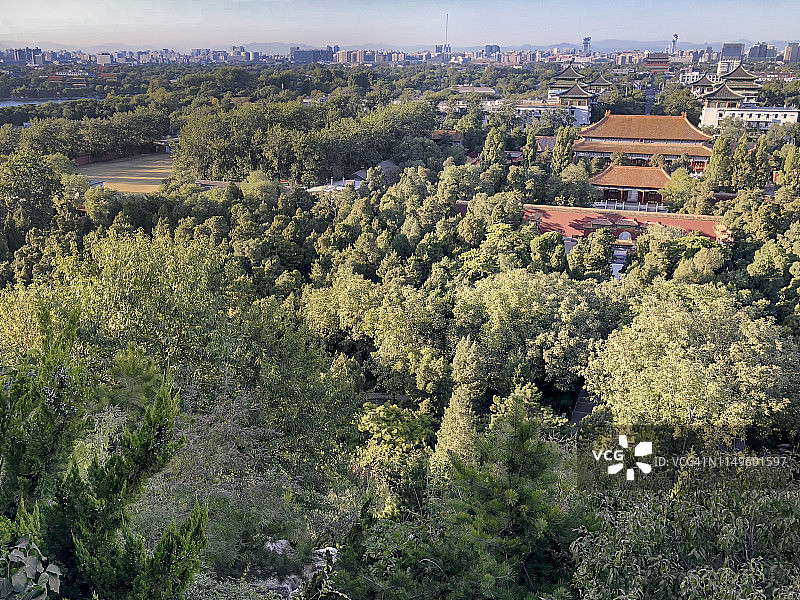 俯瞰紫禁城的景山公园图片素材