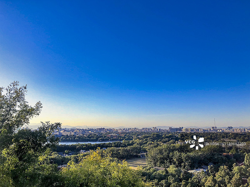 俯瞰紫禁城的景山公园图片素材