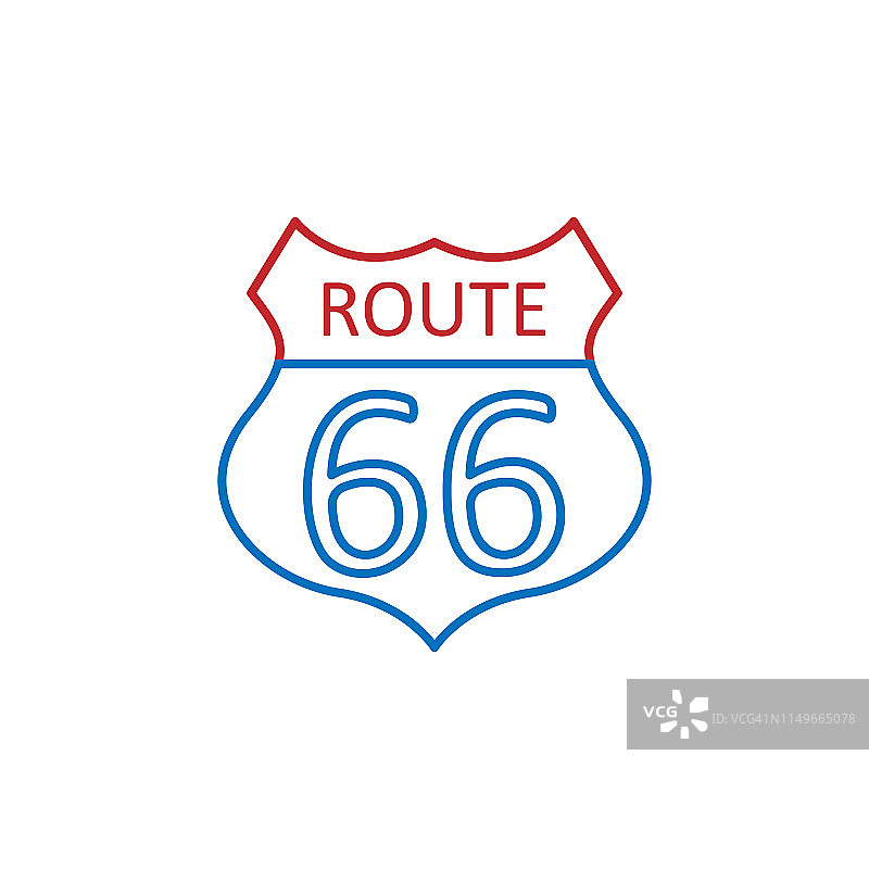 美国66号公路标志。美国文化标志元素。网站设计和开发、应用程序开发的细线图标。高级图标图片素材