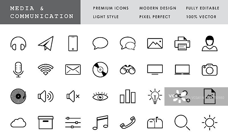 媒体与传播系列-32个像素完美矢量图标图片素材